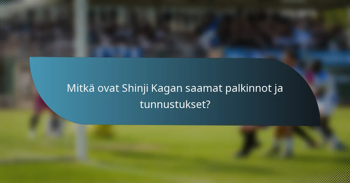 Mitkä ovat Shinji Kagan saamat palkinnot ja tunnustukset?